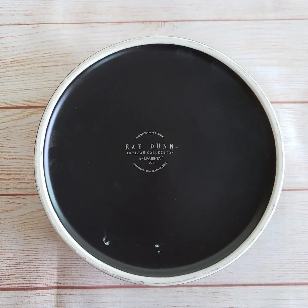 Rae Dunn Black and Orange Large Dog Bowl - Beware of Me!